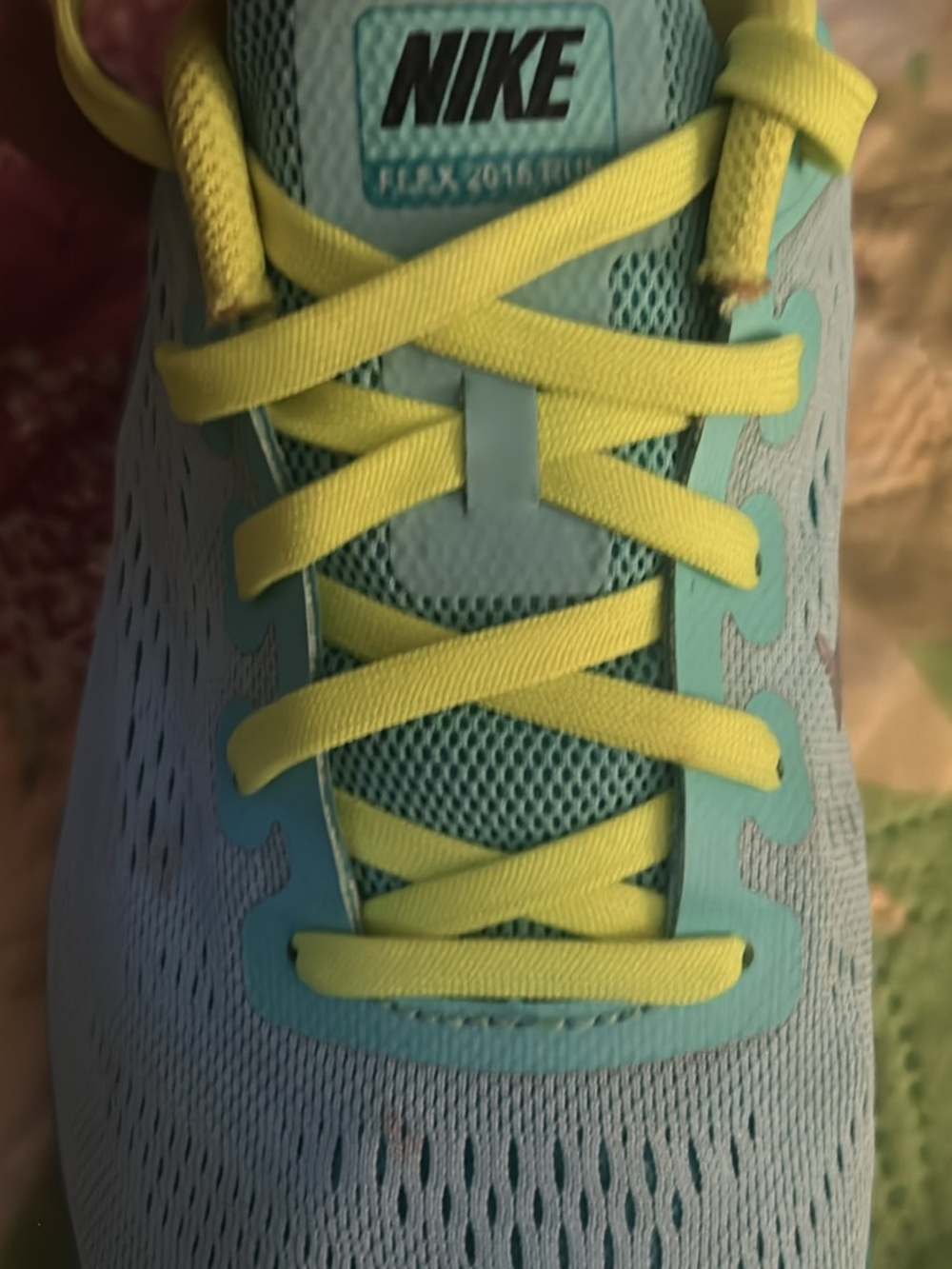 Nike Teal and Neon Yellow Athletic Shoe